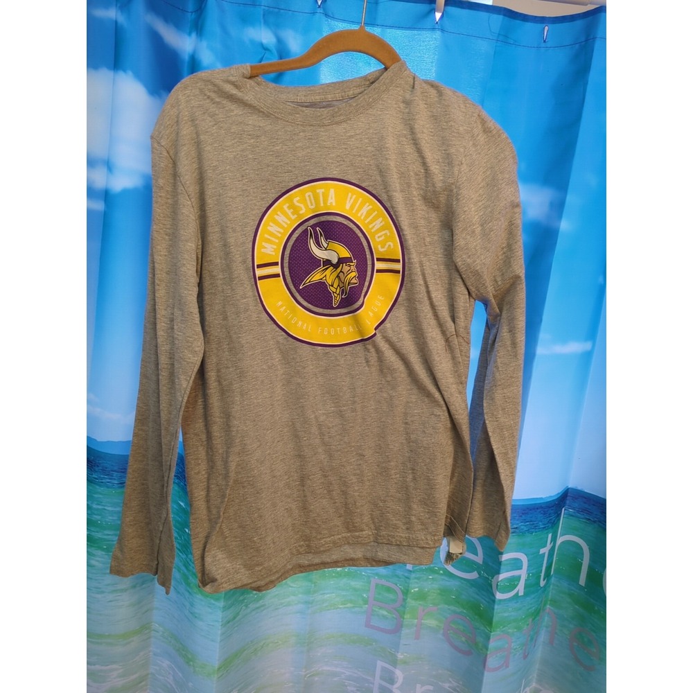 NFL Minnesota Vikings Gray Long Sleeve T Shirt Mens Medium A77